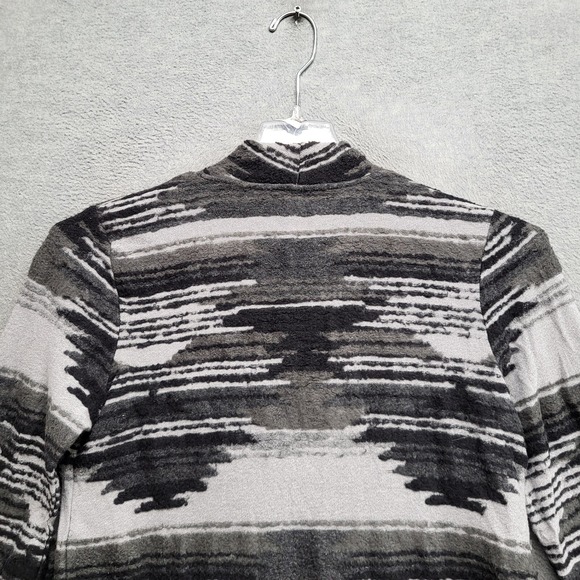 Lucky Brand Women‎ Sweater Medium Gray Aztec Open Front Duster - Picture 8 of 9